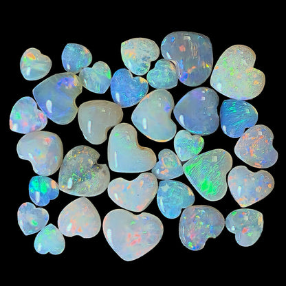 54121.0 - 31 Heart Shaped Natural Australian White, semi-black and crystal Opals