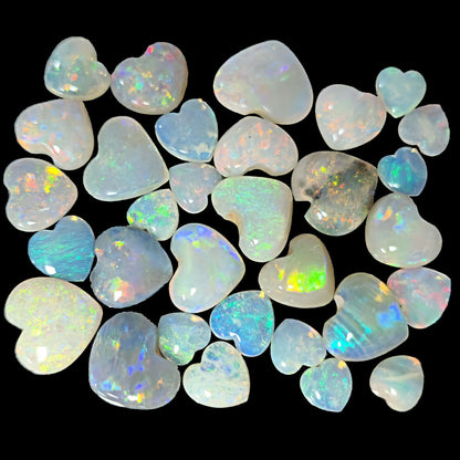 54121.0 - 31 Heart Shaped Natural Australian White, semi-black and crystal Opals