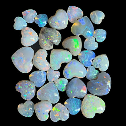 54121.0 - 31 Heart Shaped Natural Australian White, semi-black and crystal Opals