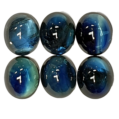 53415 - 6 Blue 7.50 x 6.25 mm Oval Cabochon Sapphires Mined and Cut in Australia