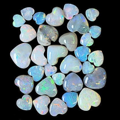 54121.0 - 31 Heart Shaped Natural Australian White, semi-black and crystal Opals