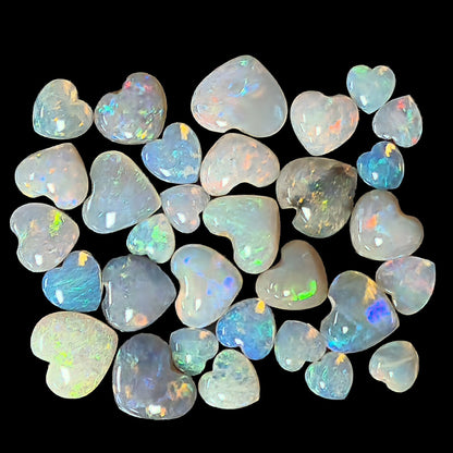 54121.0 - 31 Heart Shaped Natural Australian White, semi-black and crystal Opals