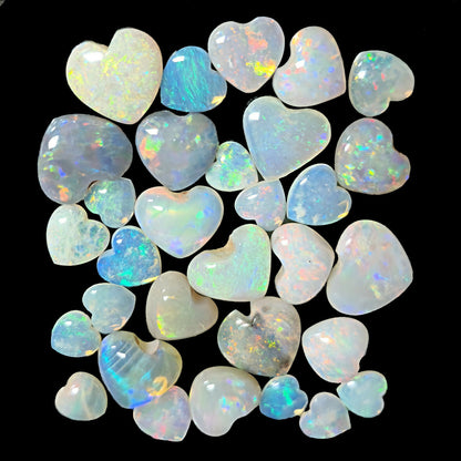 54121.0 - 31 Heart Shaped Natural Australian White, semi-black and crystal Opals