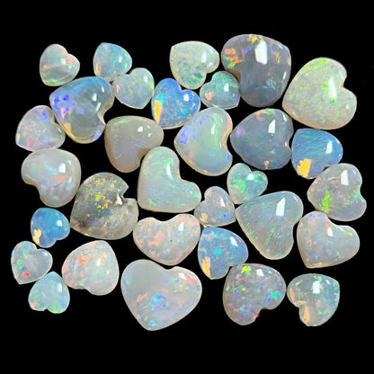 54121.0 - 31 Heart Shaped Natural Australian White, semi-black and crystal Opals
