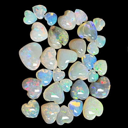 54121.0 - 31 Heart Shaped Natural Australian White, semi-black and crystal Opals