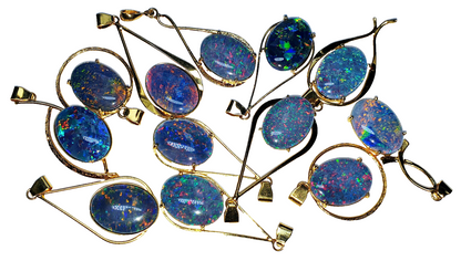 52051 - 12 Australian Gold Plated 925 Silver pendants wit 18x13 mm Opal Triplet