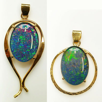 52051 - 12 Australian Gold Plated 925 Silver pendants wit 18x13 mm Opal Triplet