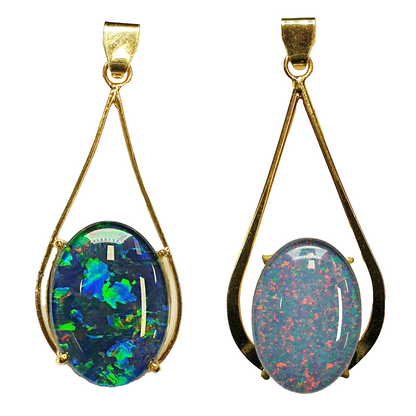 52051 - 12 Australian Gold Plated 925 Silver pendants wit 18x13 mm Opal Triplet