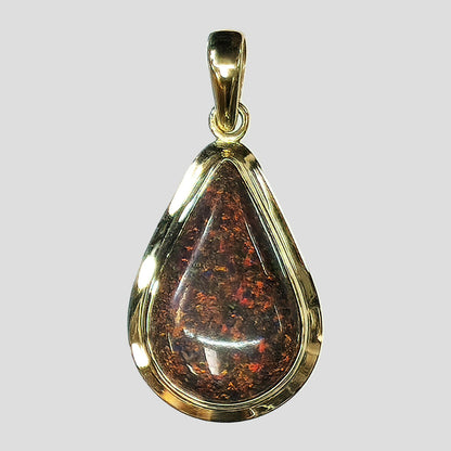 03912.0 - 14 Kt Yellow Gold pendant 30x15 mm With Treated Australian Opal Matrix