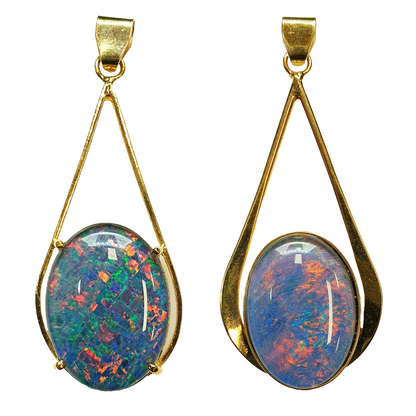52051 - 12 Australian Gold Plated 925 Silver pendants wit 18x13 mm Opal Triplet