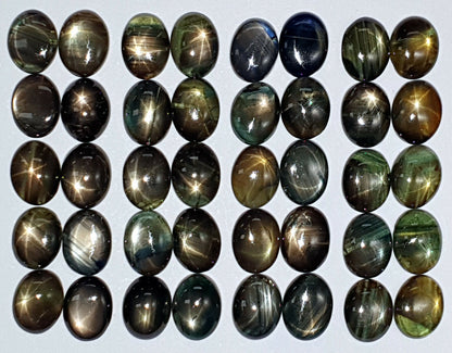 53404 - Lot of 10 Natural Australian Black Star Sapphires 8x6 mm Oval For Sale