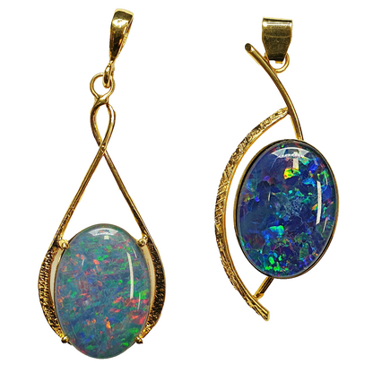 52051 - 12 Australian Gold Plated 925 Silver pendants wit 18x13 mm Opal Triplet