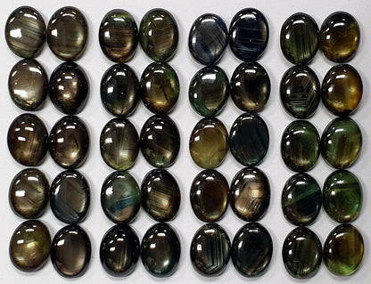 53404 - Lot of 10 Natural Australian Black Star Sapphires 8x6 mm Oval For Sale