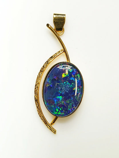 52051 - 12 Australian Gold Plated 925 Silver pendants wit 18x13 mm Opal Triplet