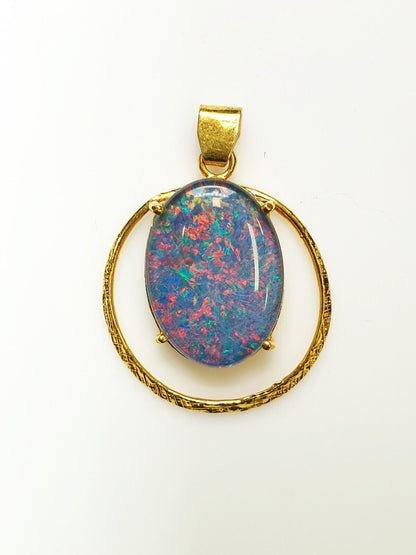 52051 - 12 Australian Gold Plated 925 Silver pendants wit 18x13 mm Opal Triplet