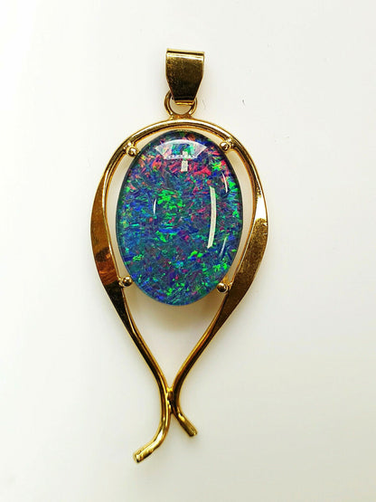 52051 - 12 Australian Gold Plated 925 Silver pendants wit 18x13 mm Opal Triplet