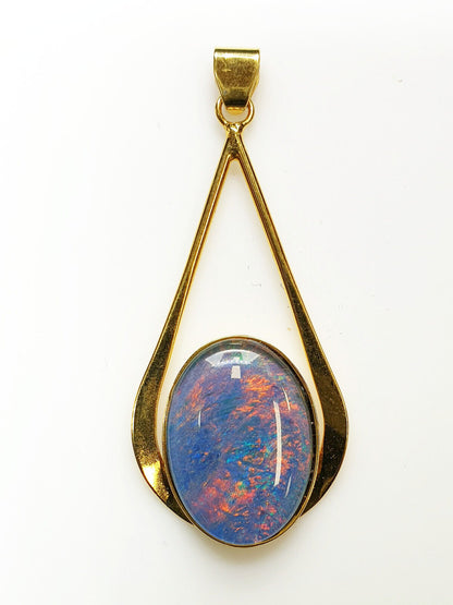 52051 - 12 Australian Gold Plated 925 Silver pendants wit 18x13 mm Opal Triplet