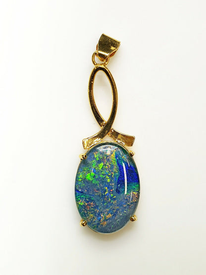 52051 - 12 Australian Gold Plated 925 Silver pendants wit 18x13 mm Opal Triplet