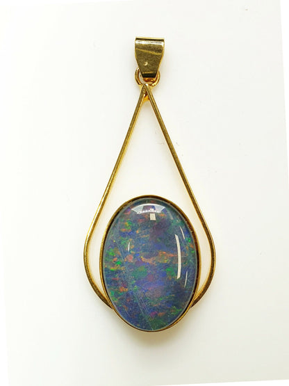 52051 - 12 Australian Gold Plated 925 Silver pendants wit 18x13 mm Opal Triplet