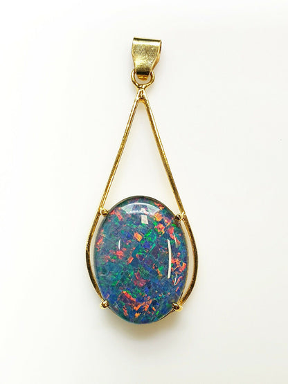 52051 - 12 Australian Gold Plated 925 Silver pendants wit 18x13 mm Opal Triplet