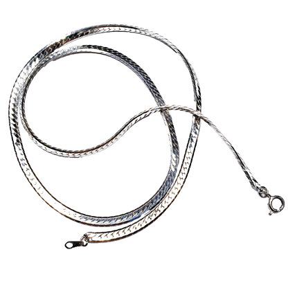 52169 - 60 Silver Plated Herringbone Style Chain L: 50 cm, W: 3.4 mm, T: 1.15 mm