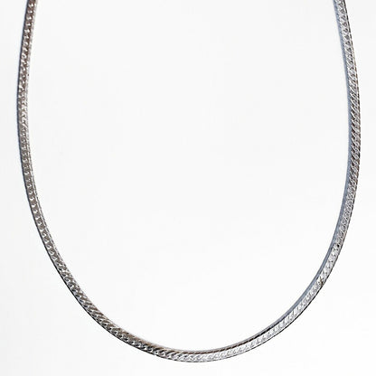 52169 - 60 Silver Plated Herringbone Style Chain L: 50 cm, W: 3.4 mm, T: 1.15 mm