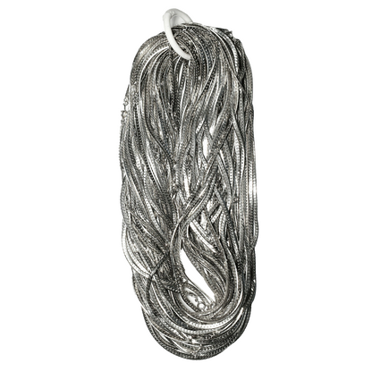 52169 - 60 Silver Plated Herringbone Style Chain L: 50 cm, W: 3.4 mm, T: 1.15 mm