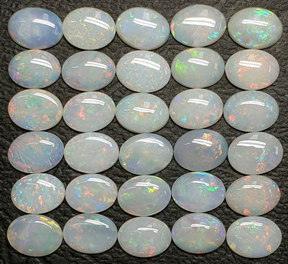 53407 -  30 Aussie Natural Earth Mined Coober Pedy Solid White Opals 8x6 mm Oval
