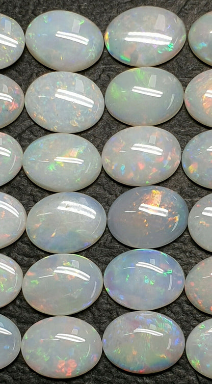 53407 -  30 Aussie Natural Earth Mined Coober Pedy Solid White Opals 8x6 mm Oval
