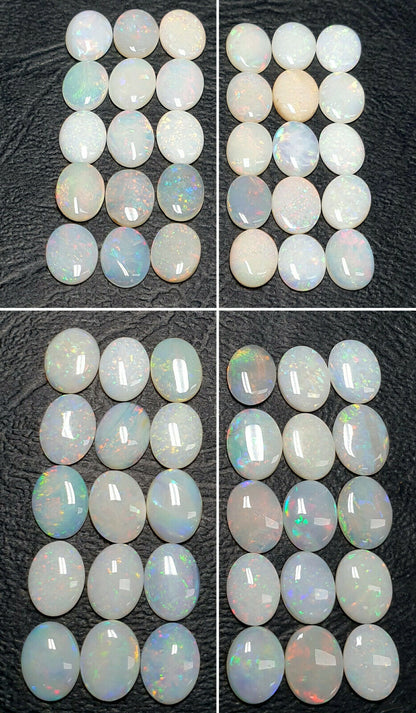 53406 - 15 Aussie Natural Earth Mined Coober Pedy Solid White Opals 9x7 mm Ovals