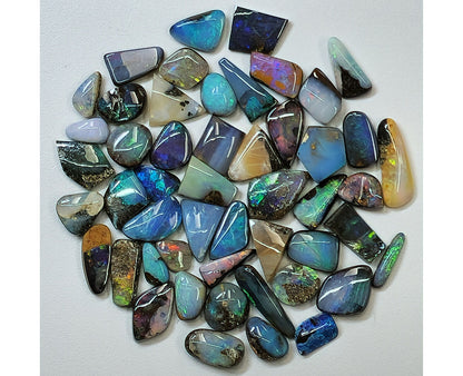 54156.0 - 50 Small Boulder Opal Free Cut Polished Faces 56.46 cts 6 - 14 mm High