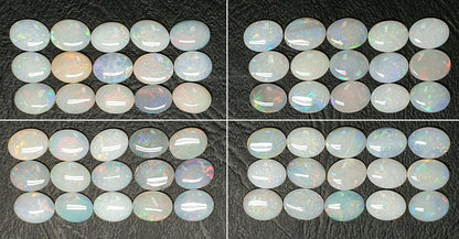 53406 - 15 Aussie Natural Earth Mined Coober Pedy Solid White Opals 9x7 mm Ovals