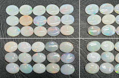 53406 - 15 Aussie Natural Earth Mined Coober Pedy Solid White Opals 9x7 mm Ovals