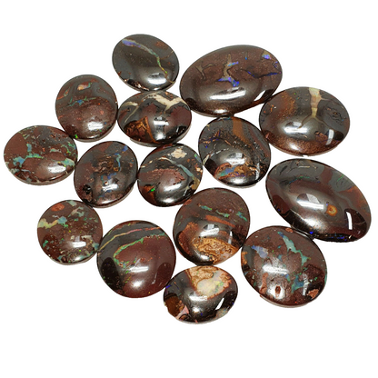 53465 -     15 Pcs Oval Cut Australian Boulder Opal from 17 x13 up to 27 x 20 mm