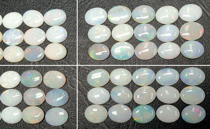 53406 - 15 Aussie Natural Earth Mined Coober Pedy Solid White Opals 9x7 mm Ovals