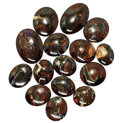 53465 -     15 Pcs Oval Cut Australian Boulder Opal from 17 x13 up to 27 x 20 mm