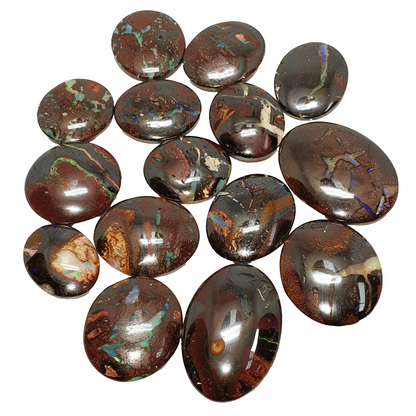 53465 -     15 Pcs Oval Cut Australian Boulder Opal from 17 x13 up to 27 x 20 mm
