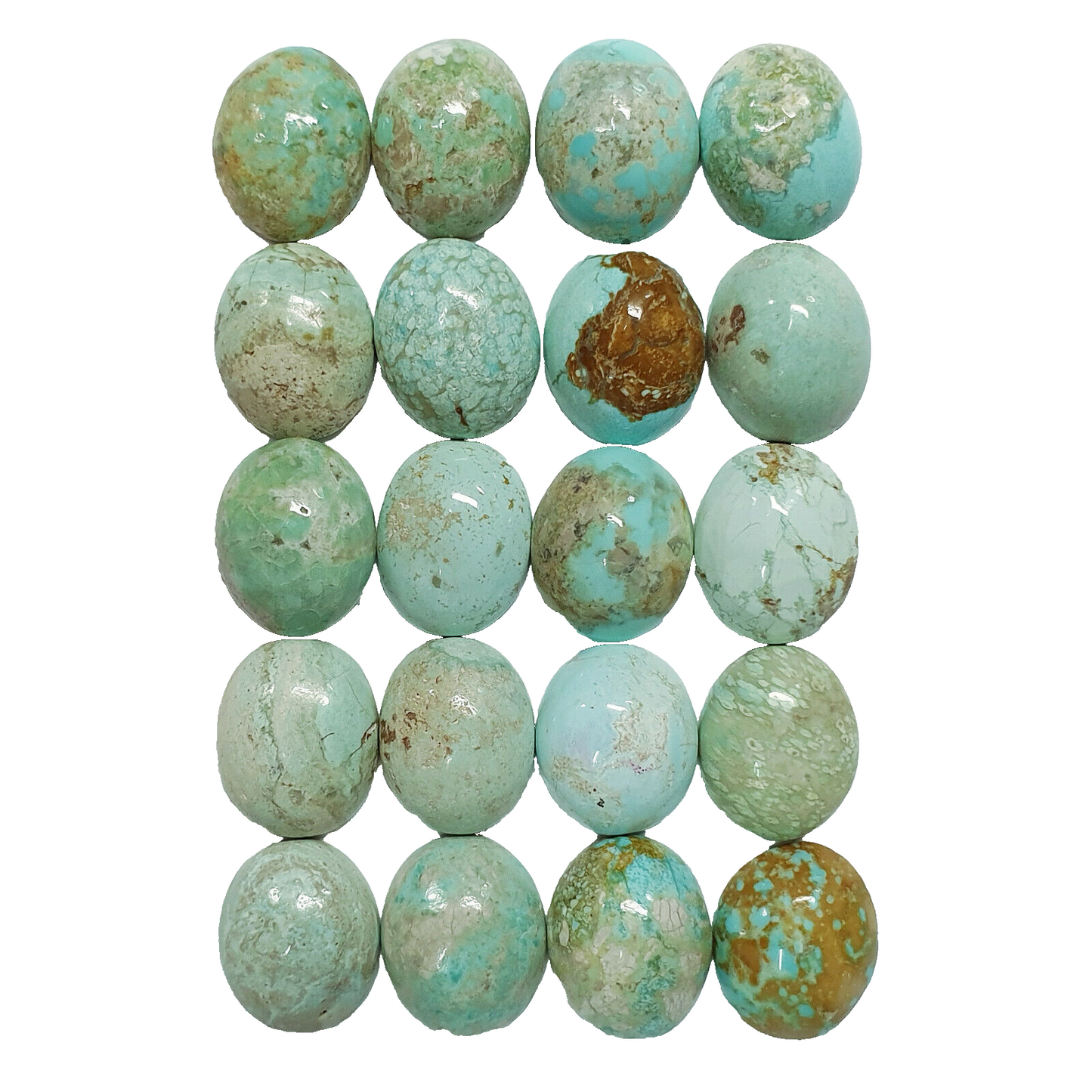 53557 - 20 Very Rare Natural Australian Turquoise 11x9 mm Oval Cabs No Treatment
