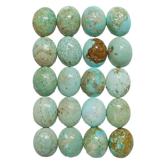 53557 - 20 Very Rare Natural Australian Turquoise 11x9 mm Oval Cabs No Treatment