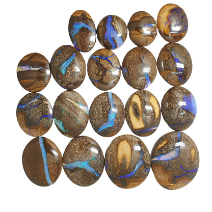 53464 - 18 Oval Cut Australian Boulder Opal with Blue Veins from 17x15 mm and up