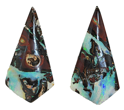 53466 -    3 Unusal Boulder Opals Matching Drop Earrings plus Large Oval Pendant