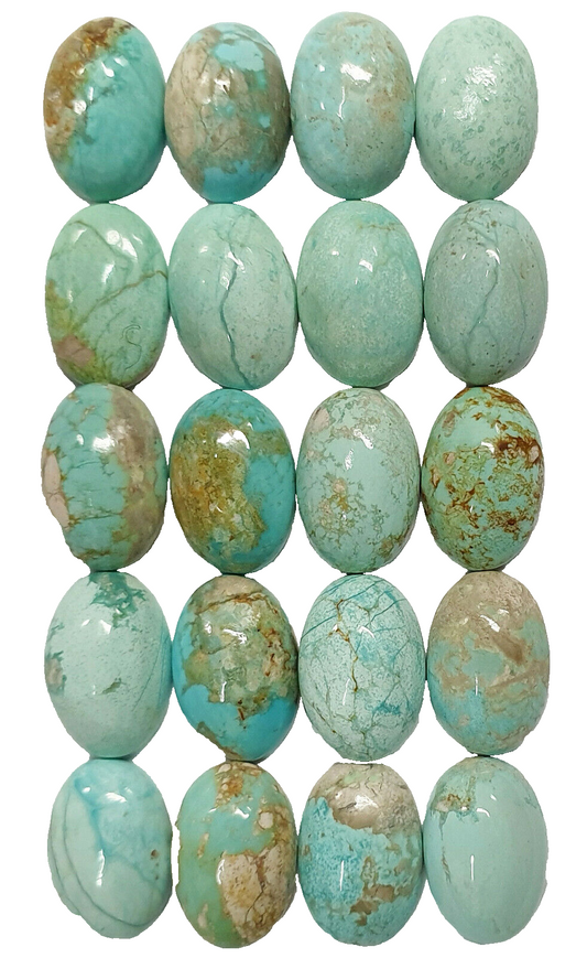 53558 - 20 Very Rare Natural Australian Turquoise 12x8 mm Oval Cabs No Treatment
