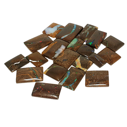 53463 -   20 Highly Polished Rectangular Boulder Opal with Coloured Vein of Opal