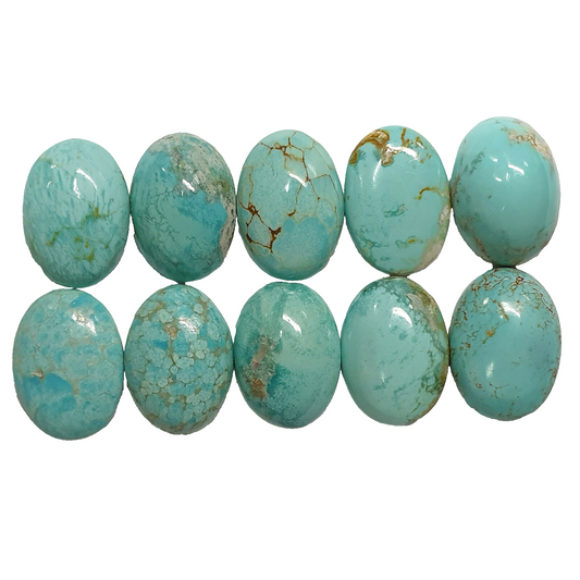 53563 - 10 Very Rare "TurqOZ" Natural Australian Turquoise 14x10 mm Oval Cabs