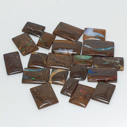 53463 -   20 Highly Polished Rectangular Boulder Opal with Coloured Vein of Opal