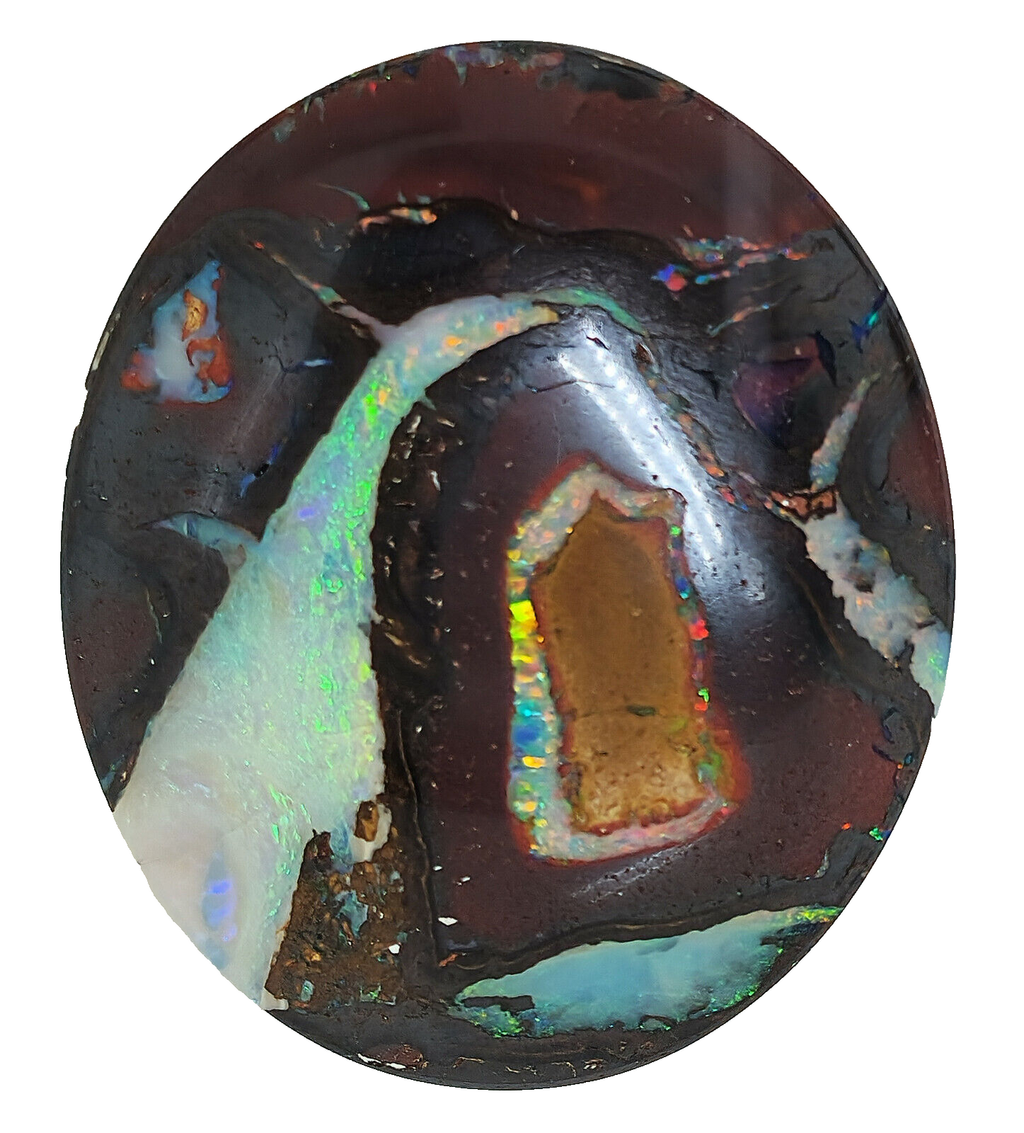 53466 -    3 Unusal Boulder Opals Matching Drop Earrings plus Large Oval Pendant