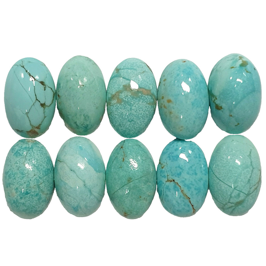 53559 - 10 Very Rare "TurqOZ" Natural Australian Turquoise 11x7 mm Oval Cabochon