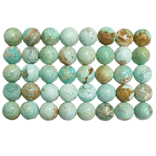53551 - 40 Pieces Very Rare Natural Australian Turquoise 9 mm Round Cabochons