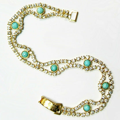 53649.0 - Rare Australian Turquoise Set in Swarovski Rhinestone Chain Bracelet