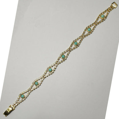 53649.0 - Rare Australian Turquoise Set in Swarovski Rhinestone Chain Bracelet